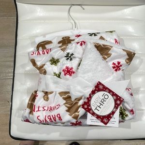 Babys first christmas sherpa throw blanket